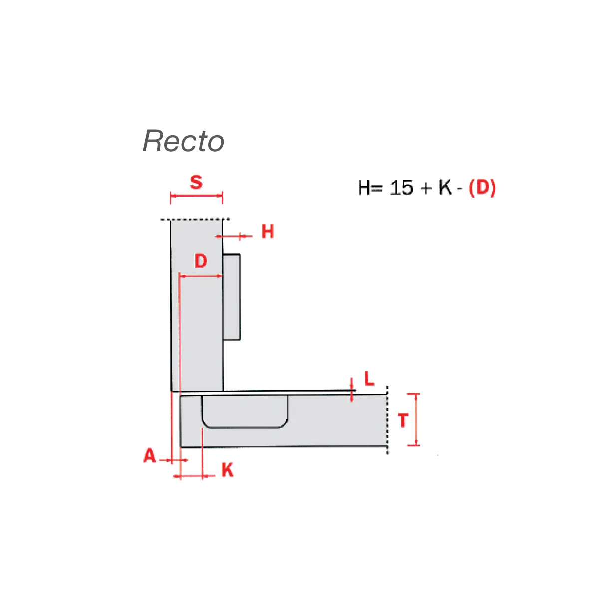 Bisagra Recta decelerante 155º