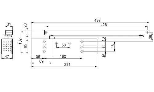 Cierrapuertas Sin retenedor CTG93 EN2-5 GUIA en Plata 257mm 60mm