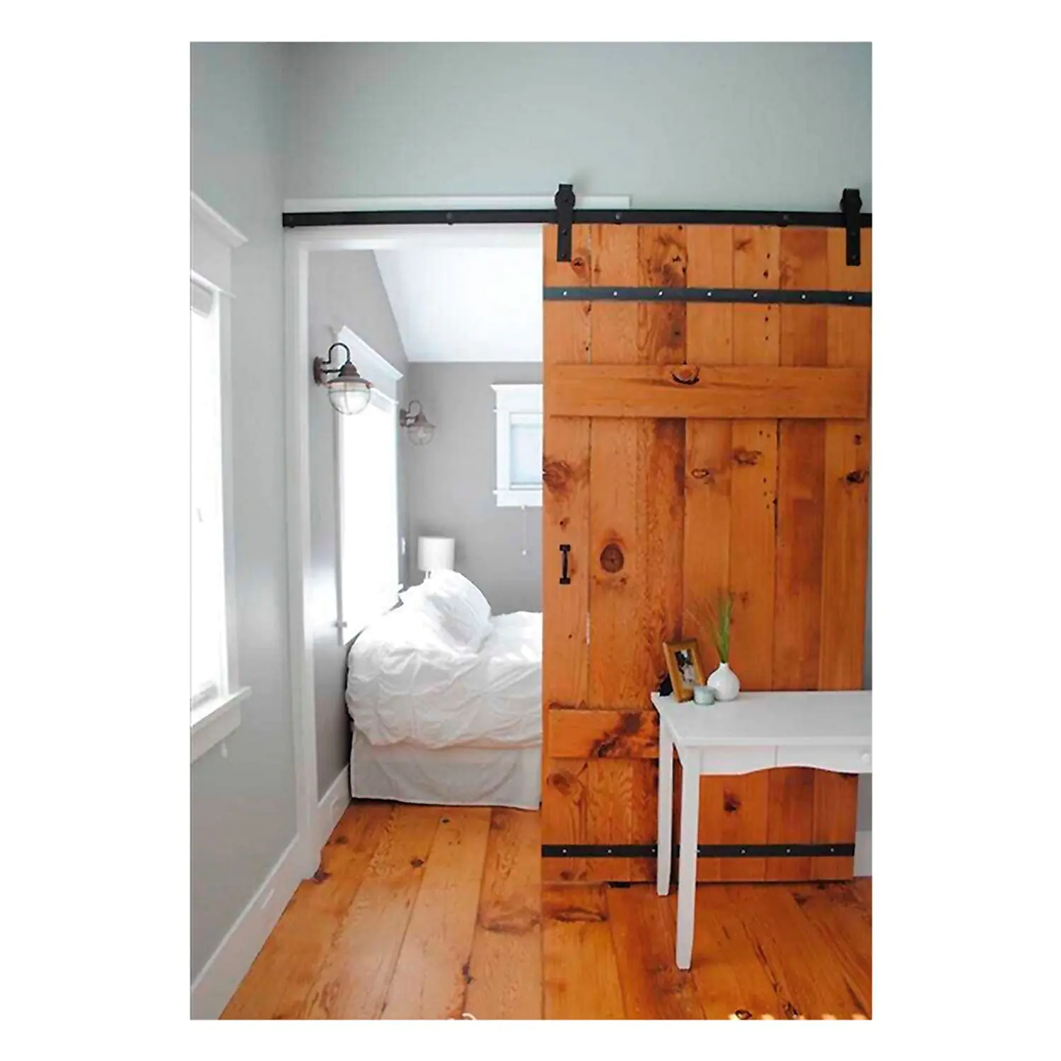 BRAULIO - KIT accesorios puertas de madera (Puerta granero) para hojas  simples y dobles hasta 120 Kg